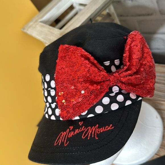 Disney Parks Minnie Mouse Sequins Bow Cadet Hat - Picture 3 of 6